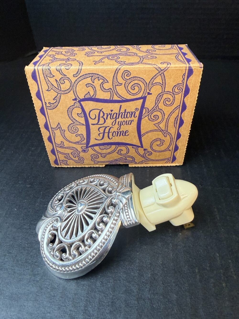 Brighton Heart Shape Nightlight Silver Plated Retired With Box